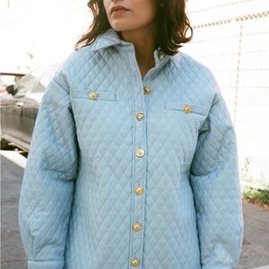 House Of Sunny Mid-Century Quilt Jacket Pastel Blue Sz 8